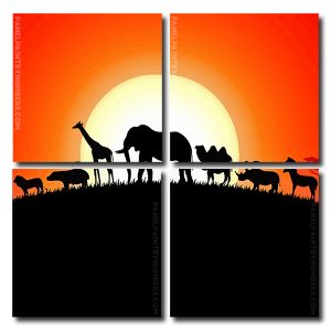 Animals Silhouette Illustration Square Panels Paint By Numbers