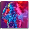 Astronaut And Colorful Smoke 3 Panels Paint By Numbers