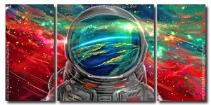 Astronaut In Space Art 3 Panels Paint By Numbers