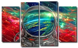 Astronaut In Space Art 4 Panels Paint By Numbers