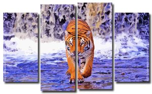 Bengal Tiger 4 Panels Paint By Numbers