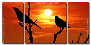 Bird Sunset Silhouette 3 Panels Paint By Numbers