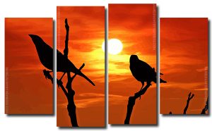 Bird Sunset Silhouette 4 Panels Paint By Numbers