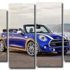 Blue Minicooper 4 Panels Paint By Numbers