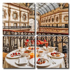 Breakfast In Milan Italy Square Panels Paint By Numbers