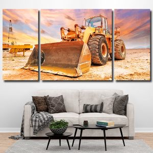 Bulldozer Sunset 3 Panels Paint By Numbers