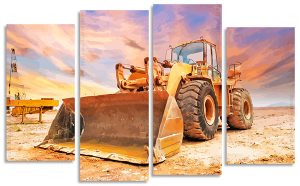 Bulldozer Sunset 4 Panels Paint By Numbers