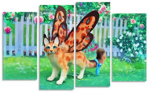 Butterfly Cat 4 Panels Paint By Numbers