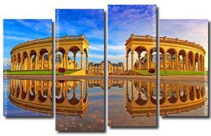 Castle Reflection In Water 4 Panels Paint By Numbers