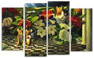 Cat And Mice 4 Panels Paint By Numbers