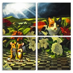 Cat And Mice Square Panels Paint By Numbers