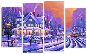 Christmas Day Art 4 Panels Paint By Numbers