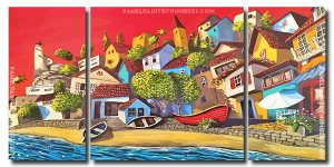 City Coast By Miguel Freitas 3 Panels Paint By Numbers