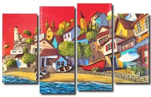 City Coast By Miguel Freitas 4 Panels Paint By Numbers