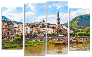 Cochem Town Germany 4 Panels Paint By Numbers