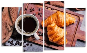 Coffee And Croissants 4 Panels Paint By Numbers