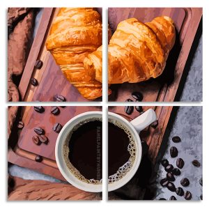 Coffee And Croissants Square Panels Paint By Numbers