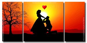 Couple In Love Silhouette 3 Panels Paint By Numbers