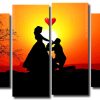 Couple In Love Silhouette 4 Panels Paint By Numbers