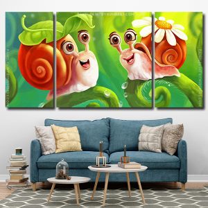 Couple Snails 3 Panels Paint By Numbers