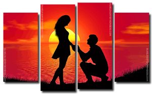 Couple Sunset 4 Panels Paint By Numbers