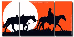 Cowboy Silhouette 3 Panels Paint By Numbers