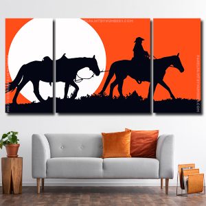 Cowboy Silhouette 3 Panels Paint By Numbers