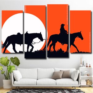 Cowboy Silhouette 4 Panels Paint By Numbers