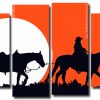 Cowboy Silhouette 4 Panels Paint By Numbers