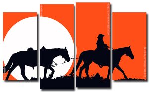 Cowboy Silhouette 4 Panels Paint By Numbers