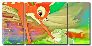 Cute Bambi 3 Panels Paint By Numbers