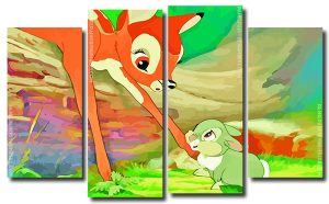 Cute Bambi 4 Panels Paint By Numbers