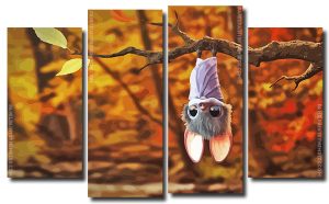 Cute Bat 4 Panels Paint By Numbers