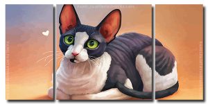 Cute Cat With Big Ears 3 Panels Paint By Numbers