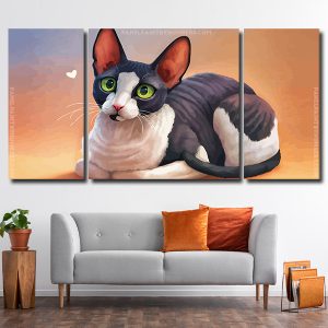 Cute Cat With Big Ears 3 Panels Paint By Numbers