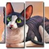 Cute Cat With Big Ears 4 Panels Paint By Numbers