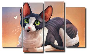 Cute Cat With Big Ears 4 Panels Paint By Numbers