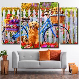 Cute Dogs 4 Panels Paint By Numbers