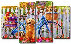 Cute Dogs 4 Panels Paint By Numbers