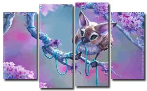 Cute Fantasy Creature 4 Panels Paint By Numbers