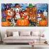 Cute Halloween Puppies 3 Panels Paint By Numbers