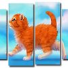 Cute Kitty 4 Panels Paint By Numbers