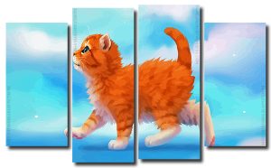 Cute Kitty 4 Panels Paint By Numbers