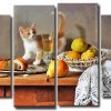 Cute Kitty On The Table 4 Panels Paint By Numbers