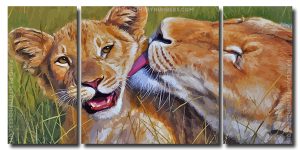 Cute Lions 3 Panels Paint By Numbers