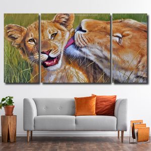 Cute Lions 3 Panels Paint By Numbers