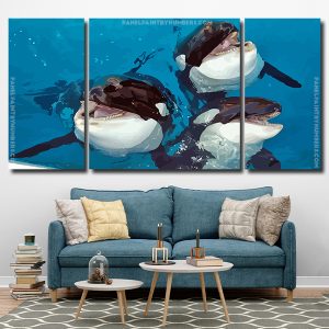 Cute Orcas 3 Panels Paint By Numbers