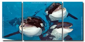 Cute Orcas 3 Panels Paint By Numbers