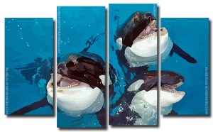 Cute Orcas 4 Panels Paint By Numbers