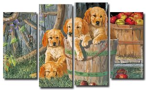 Cute Puppies 4 Panels Paint By Numbers